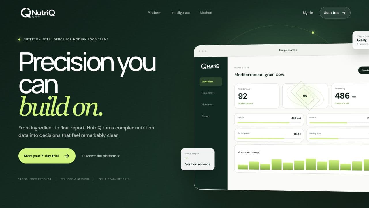 NutriQ professional nutrition intelligence platform
