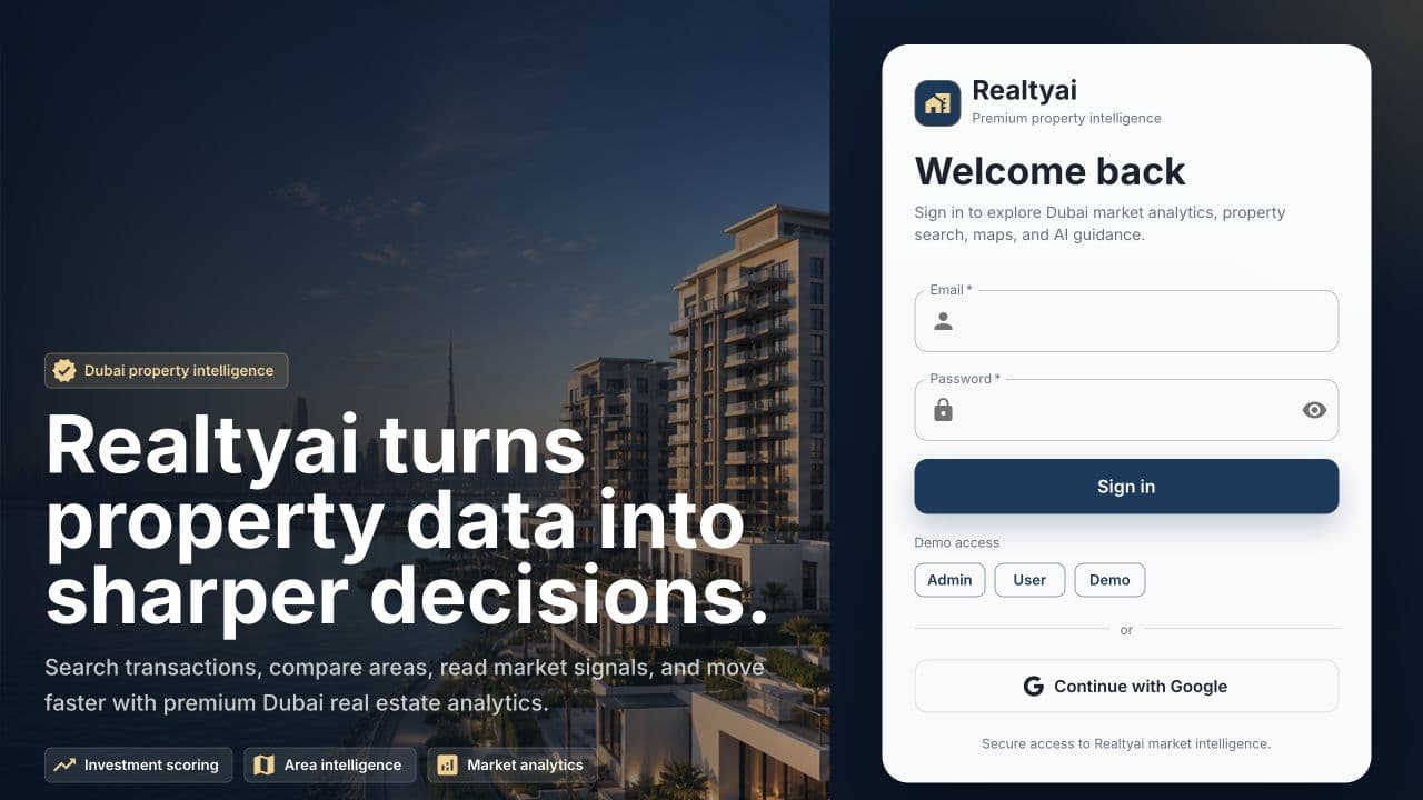RealtyAI property analytics dashboard