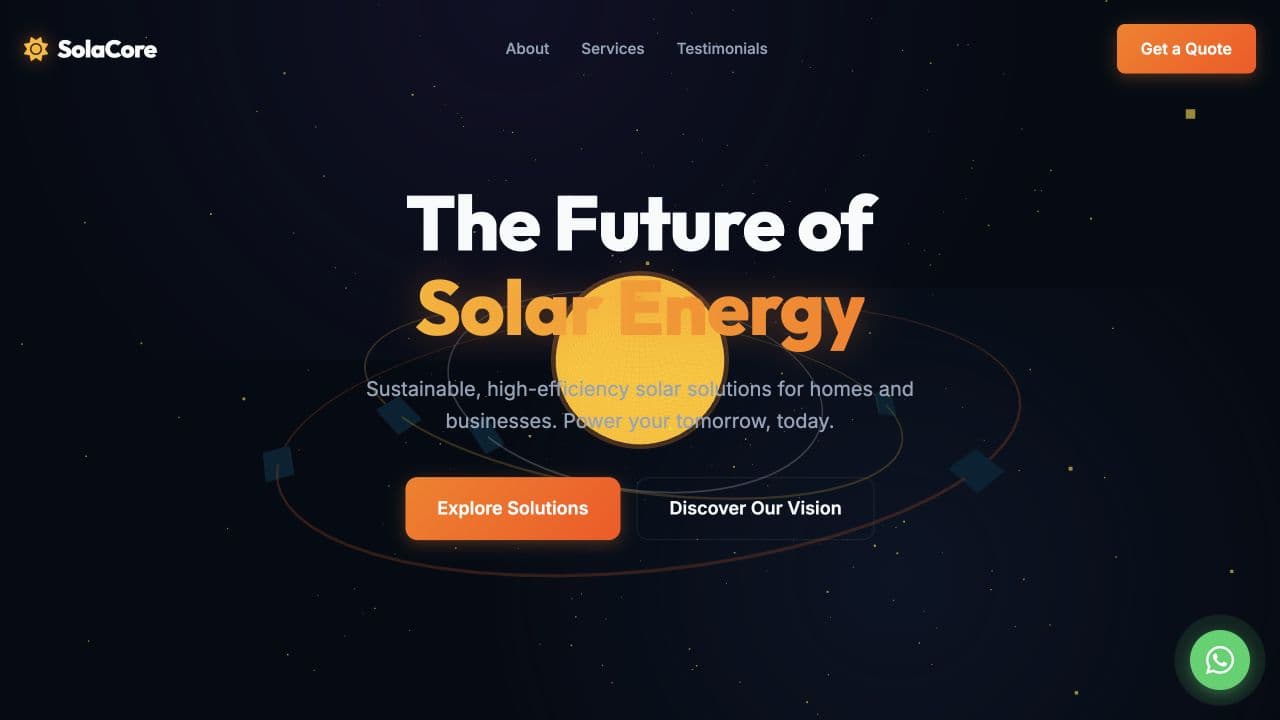 SolaCore solar energy website proposal concept