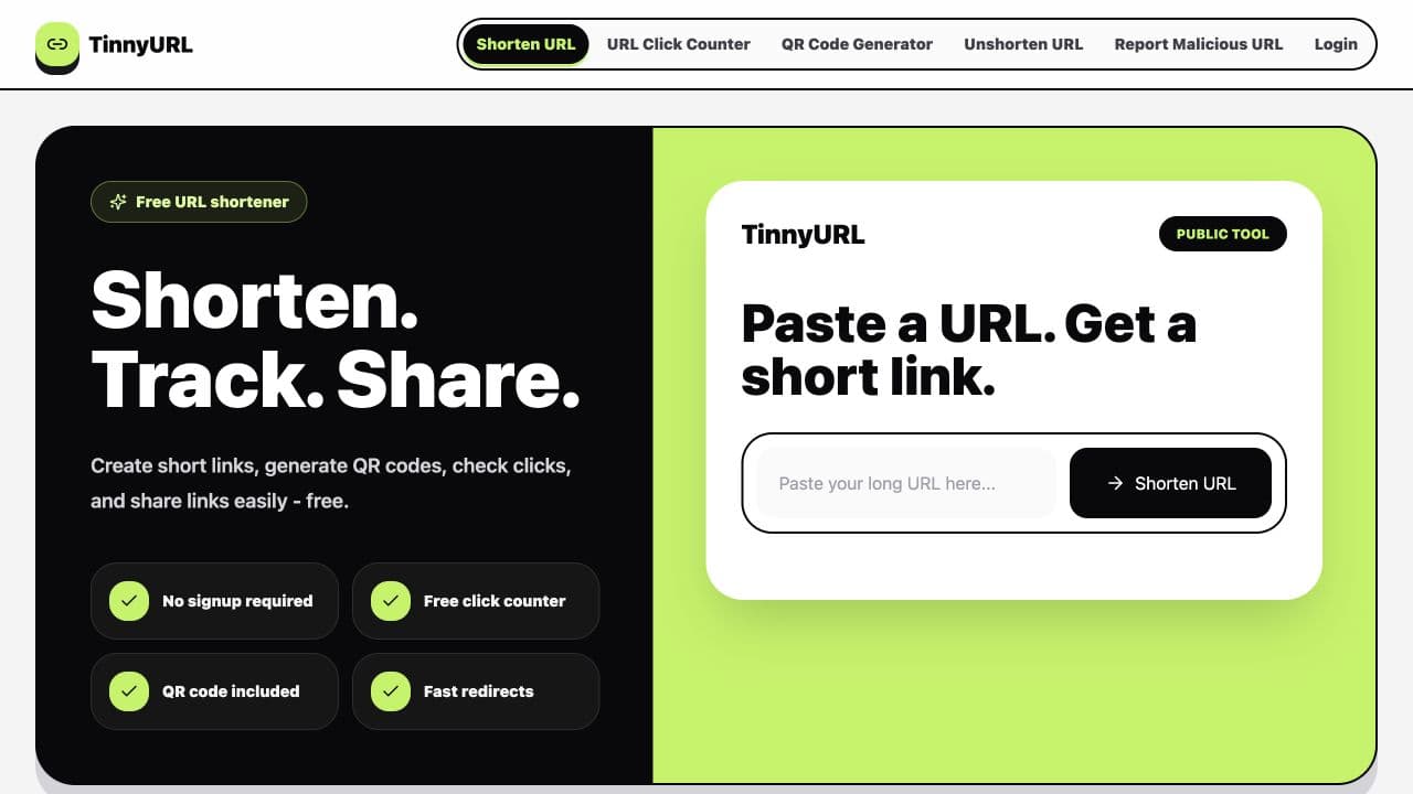 TinnyURL link-shortening web application